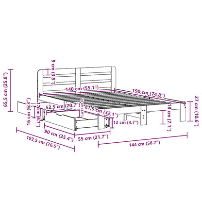 vidaXL Bed Frame without Mattress White 140x190 cm Solid Wood Pine