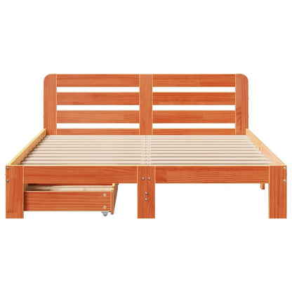 vidaXL Bed Frame without Mattress Wax Brown 140x190 cm Solid Wood Pine