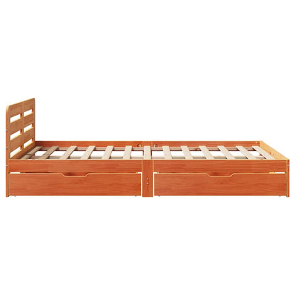 vidaXL Bed Frame without Mattress Wax Brown 140x190 cm Solid Wood Pine