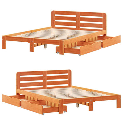 vidaXL Bed Frame without Mattress Wax Brown 140x190 cm Solid Wood Pine
