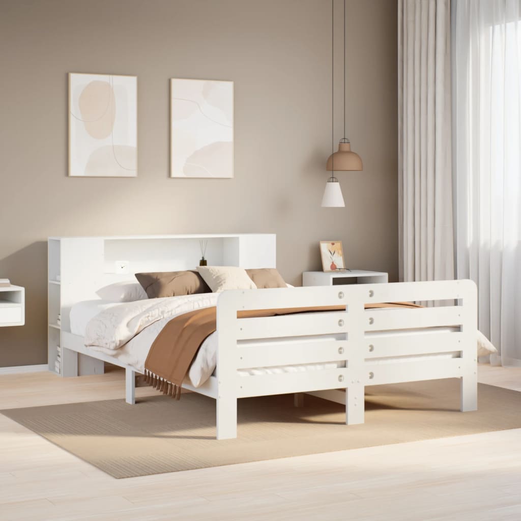 vidaXL Bed Frame without Mattress White 140x200 cm Solid Wood Pine