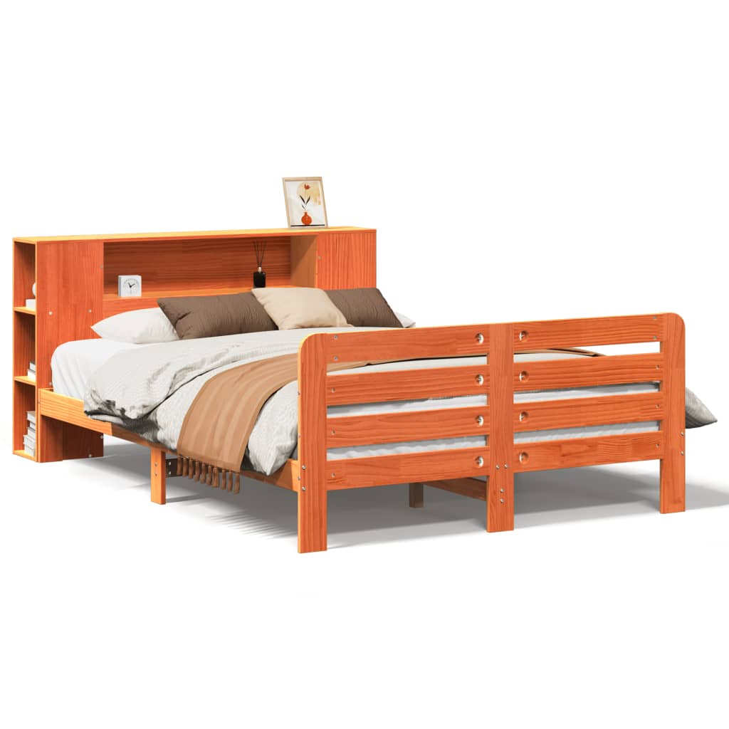 vidaXL Bed Frame without Mattress Wax Brown 140x200 cm Solid Wood Pine