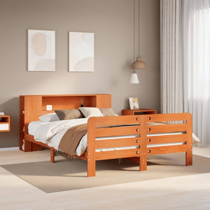 vidaXL Bed Frame without Mattress Wax Brown 140x200 cm Solid Wood Pine
