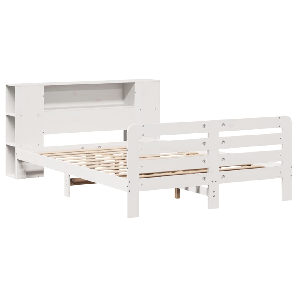 vidaXL Bed Frame without Mattress White 150x200 cm King Size Solid Wood Pine