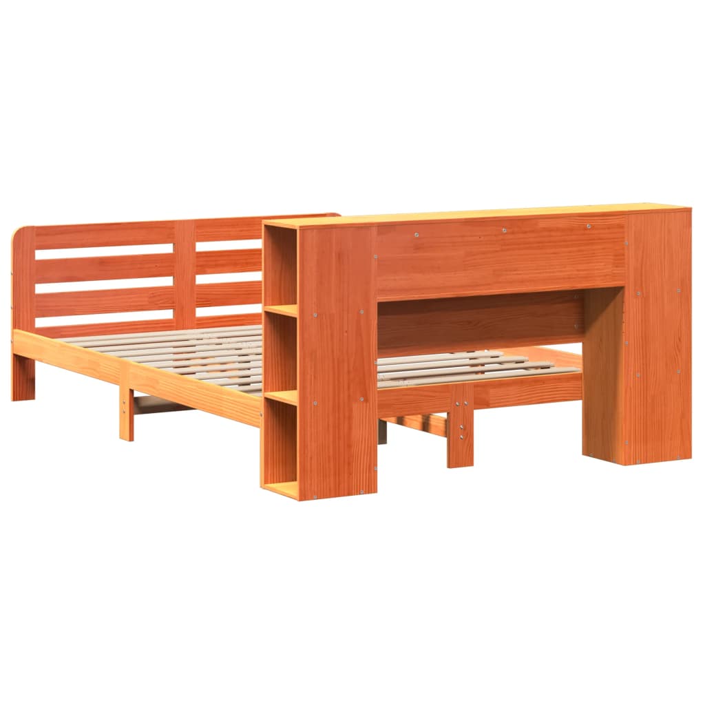 vidaXL Bed Frame without Mattress Wax Brown 150x200 cm King Size Solid Wood Pine
