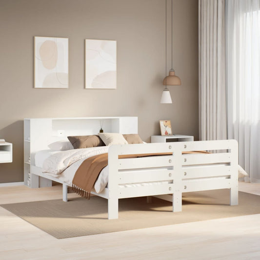 vidaXL Bed Frame without Mattress White 135x190 cm Double Solid Wood Pine