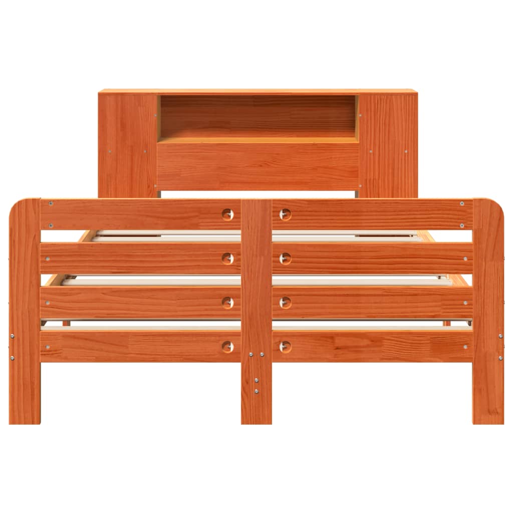 vidaXL Bed Frame without Mattress Wax Brown 140x190 cm Solid Wood Pine