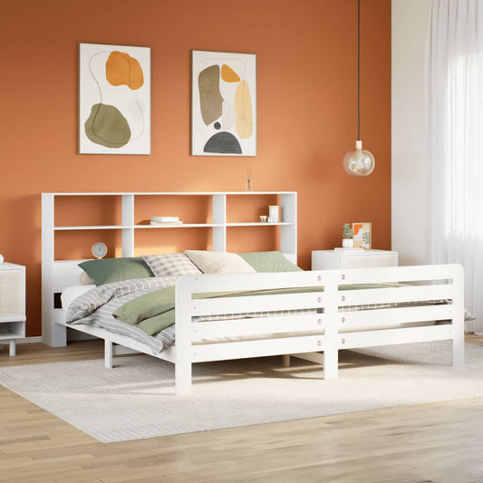 vidaXL Bed Frame without Mattress White 180x200 cm Super King Solid Wood Pine