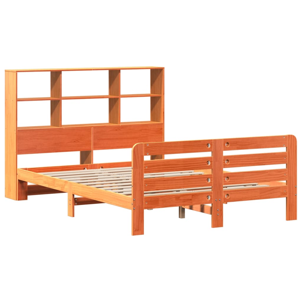 vidaXL Bed Frame without Mattress Wax Brown 140x190 cm Solid Wood Pine