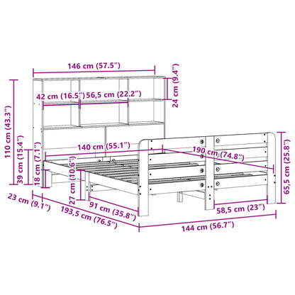 vidaXL Bed Frame without Mattress Wax Brown 140x190 cm Solid Wood Pine