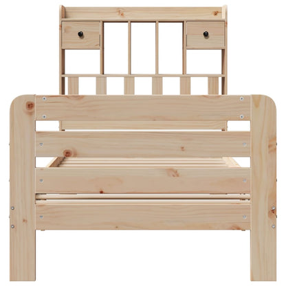 vidaXL Bookcase Bed | Natural | Solid Pine Wood | Double | Bookcase Bed