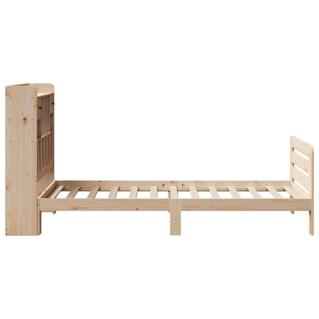 vidaXL Bookcase Bed | Natural | Solid Pine Wood | Double | Bookcase Bed