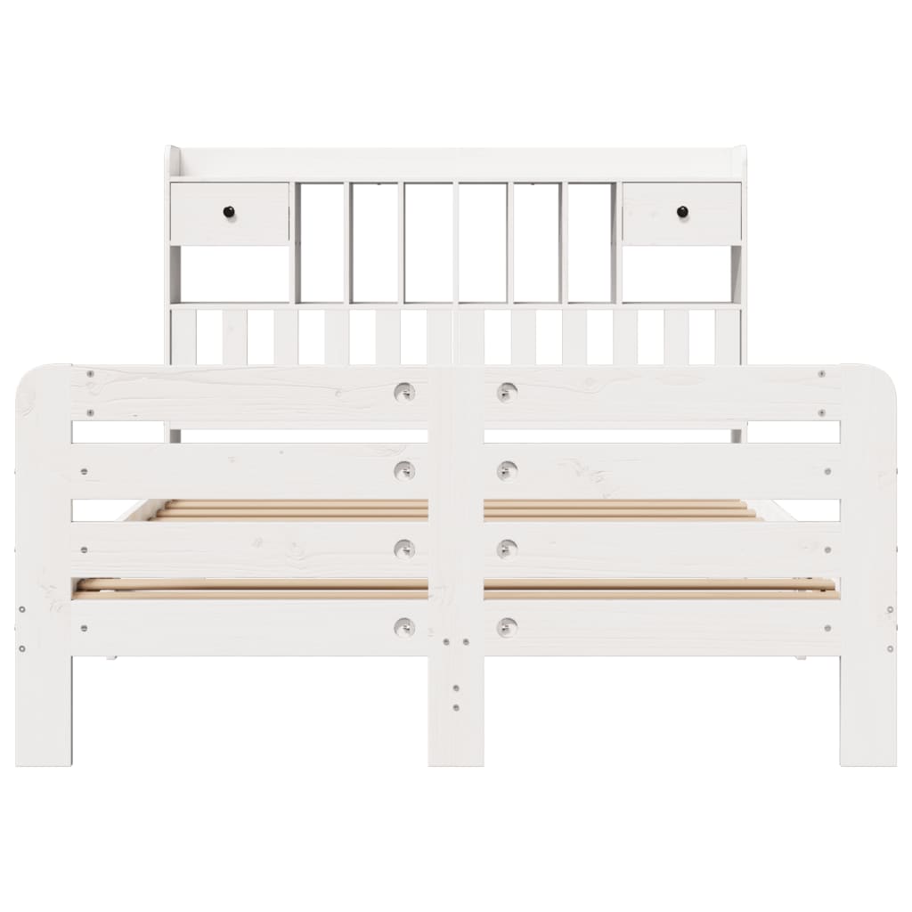vidaXL Bookcase Bed without Mattress White 140x200 cm Solid Wood Pine