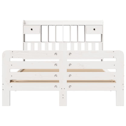 vidaXL Bookcase Bed without Mattress White 140x200 cm Solid Wood Pine