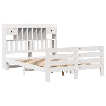 vidaXL Bookcase Bed without Mattress White 150x200 cm King Size Solid Wood Pine