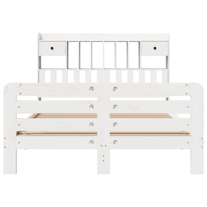 vidaXL Bookcase Bed without Mattress White 150x200 cm King Size Solid Wood Pine