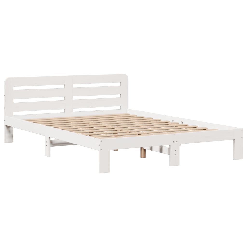 vidaXL Bookcase Bed without Mattress White 150x200 cm King Size Solid Wood Pine