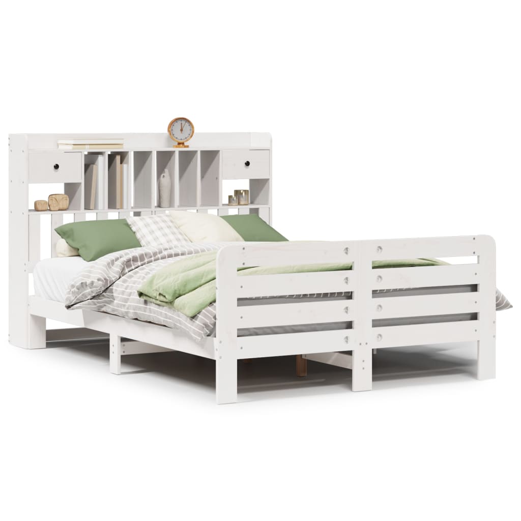 vidaXL Bookcase Bed without Mattress White 160x200 cm Solid Wood Pine