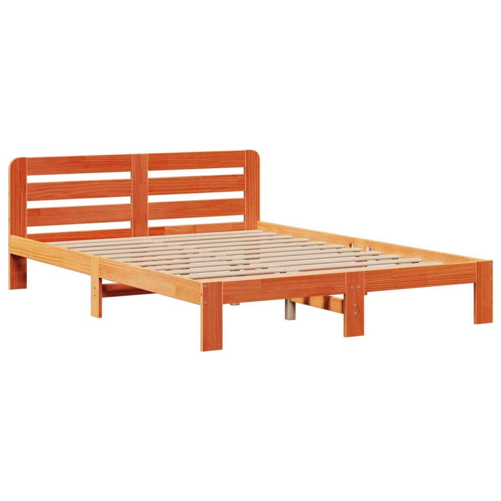 vidaXL Bookcase Bed without Mattress Wax Brown 160x200 cm Solid Wood Pine
