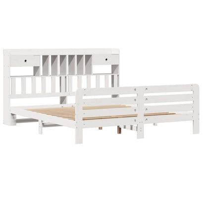 vidaXL Bookcase Bed without Mattress White 180x200 cm Super King Solid Wood Pine