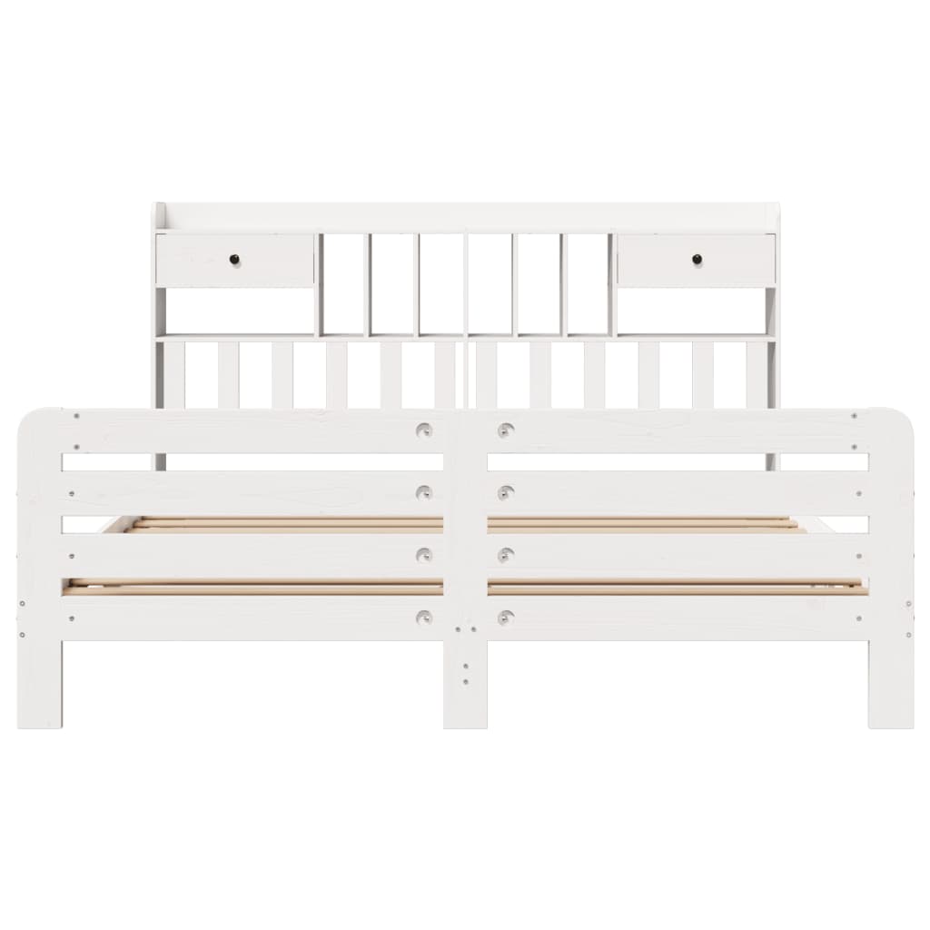 vidaXL Bookcase Bed without Mattress White 180x200 cm Super King Solid Wood Pine