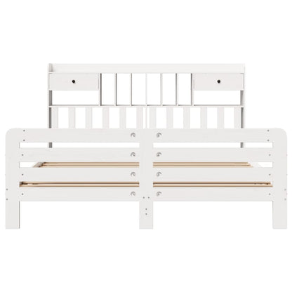 vidaXL Bookcase Bed without Mattress White 180x200 cm Super King Solid Wood Pine
