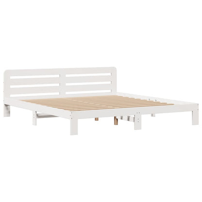 vidaXL Bookcase Bed without Mattress White 180x200 cm Super King Solid Wood Pine
