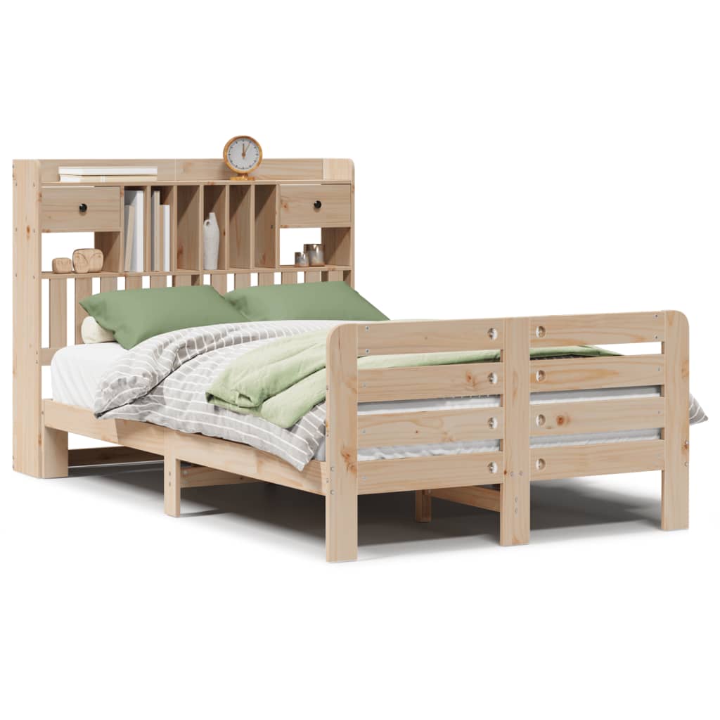 vidaXL Bookcase Bed without Mattress 135x190 cm Double Solid Wood Pine