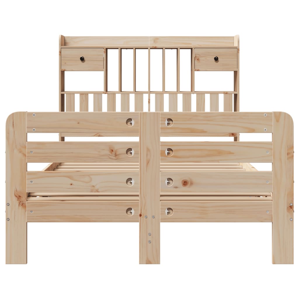 vidaXL Bookcase Bed without Mattress 135x190 cm Double Solid Wood Pine