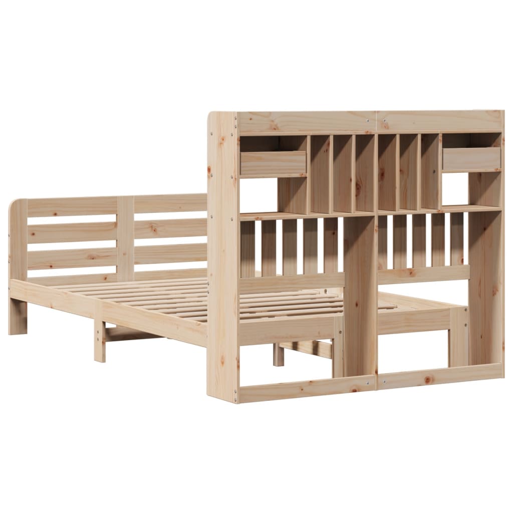 vidaXL Bookcase Bed without Mattress 135x190 cm Double Solid Wood Pine