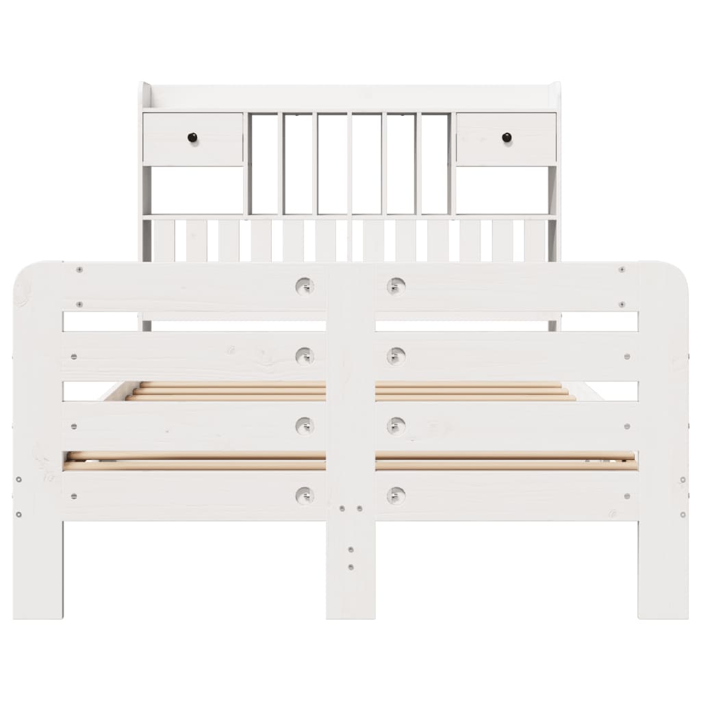 vidaXL Bookcase Bed without Mattress White 135x190 cm Double Solid Wood Pine