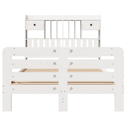 vidaXL Bookcase Bed without Mattress White 135x190 cm Double Solid Wood Pine