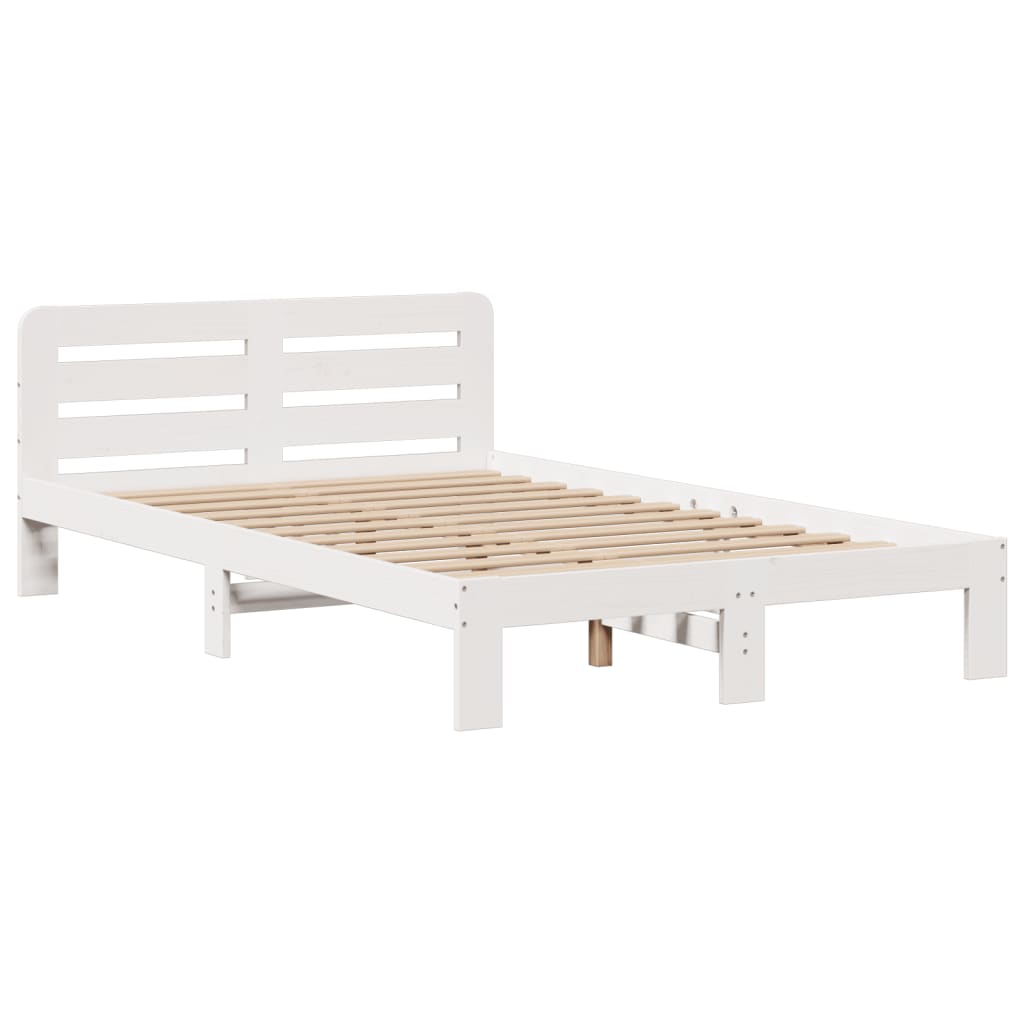 vidaXL Bookcase Bed without Mattress White 135x190 cm Double Solid Wood Pine