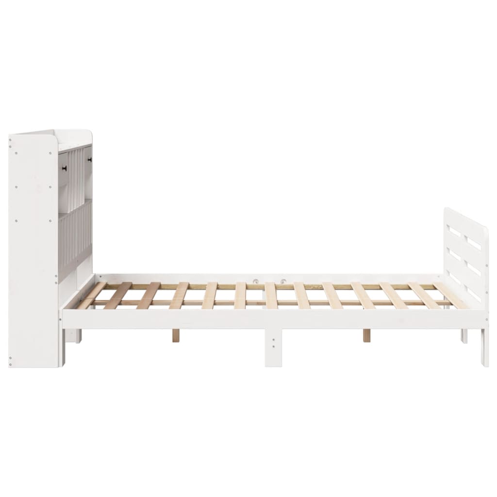 vidaXL Bookcase Bed without Mattress White 135x190 cm Double Solid Wood Pine