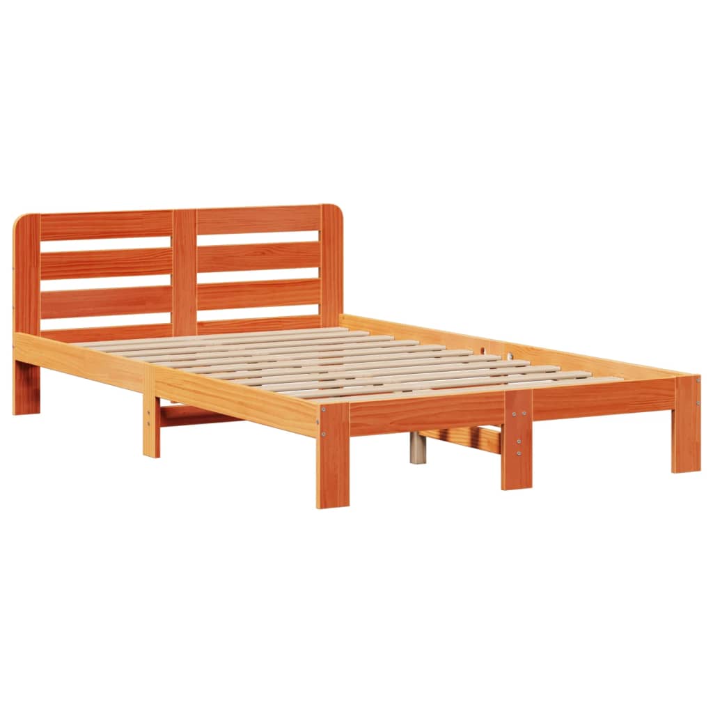 vidaXL Bookcase Bed without Mattress Wax Brown 135x190 cm Double Solid Wood Pine
