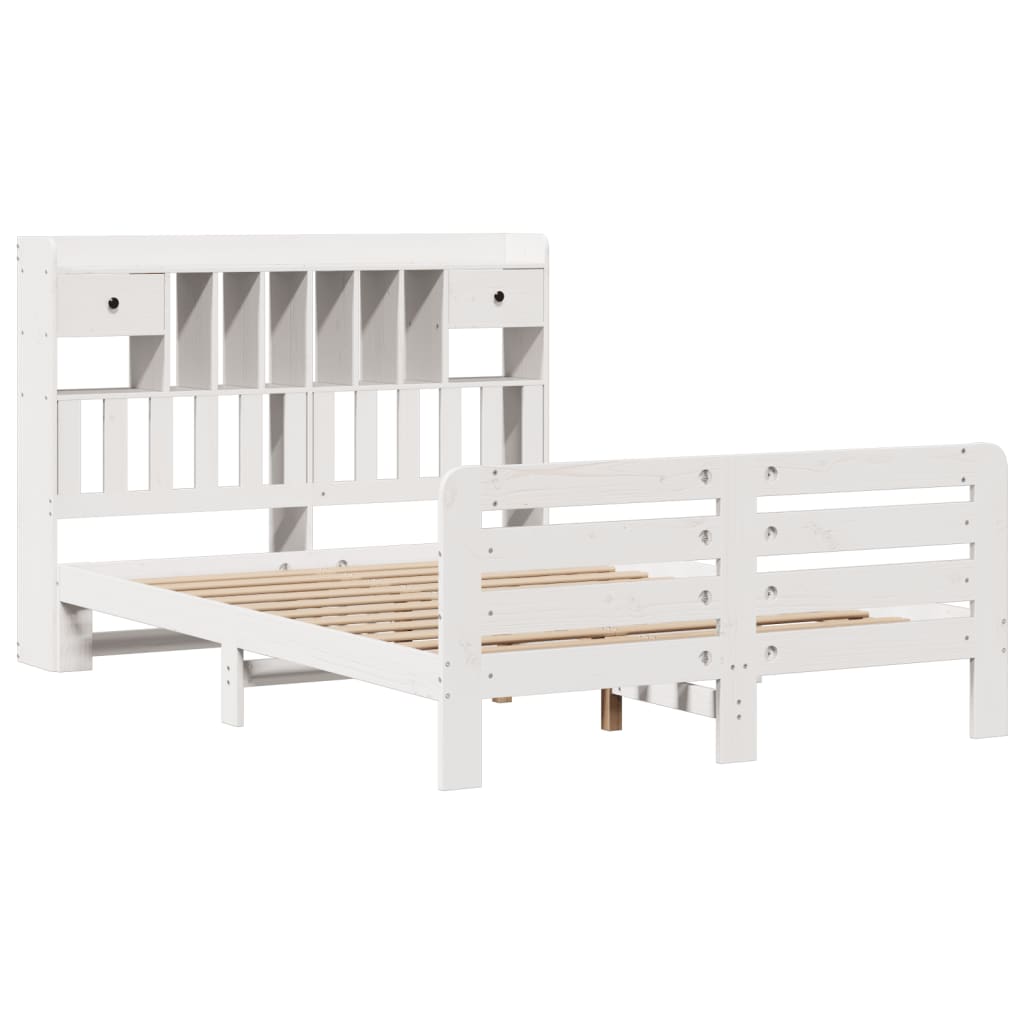 vidaXL Bookcase Bed without Mattress White 140x190 cm Solid Wood Pine