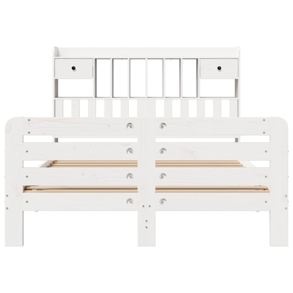 vidaXL Bookcase Bed without Mattress White 140x190 cm Solid Wood Pine