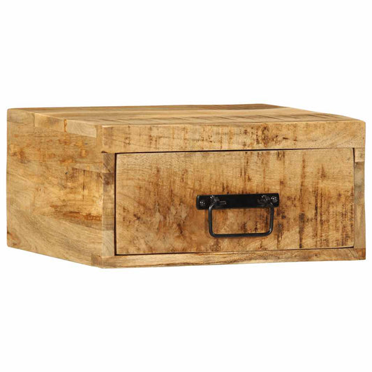 vidaXL Wall-mounted Bedside Cabinet Solid Rough Wood Mango