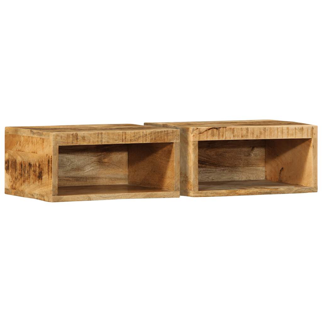 vidaXL 2 Piece Wall-mounted TV Cabinet Set Solid Rough Wood Mango