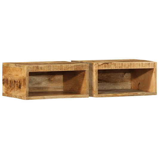 vidaXL 2 Piece Wall-mounted TV Cabinet Set Solid Rough Wood Mango