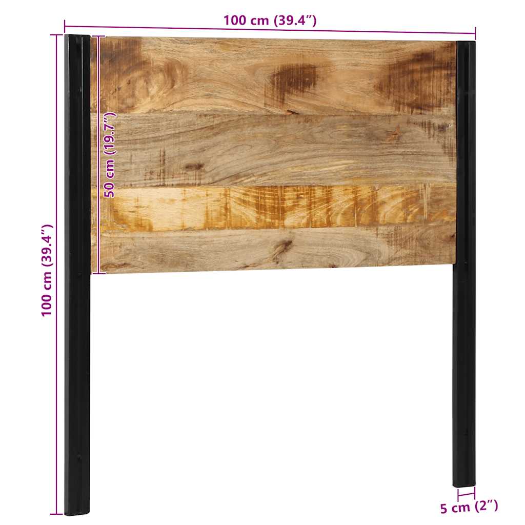 vidaXL Headboard 100 cm Solid Wood Mango and Iron