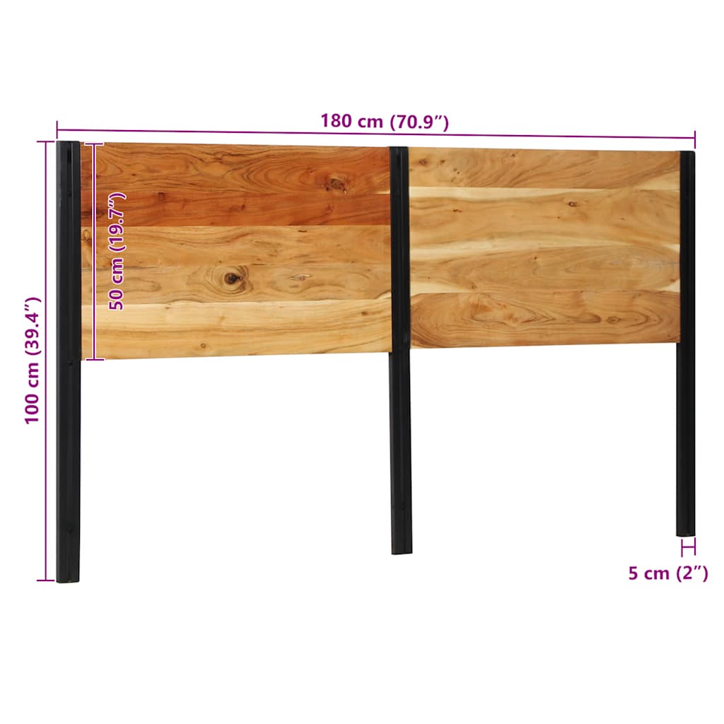 vidaXL Headboard 180 cm Solid Wood Acacia and Iron
