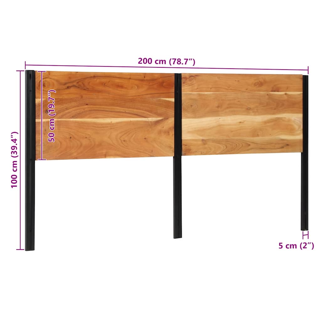 vidaXL Headboard 200 cm Solid Wood Acacia and Iron