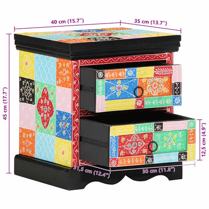 vidaXL Bedside Cabinet Multicolour 40 x 35 x 45 cm Solid Mango Wood