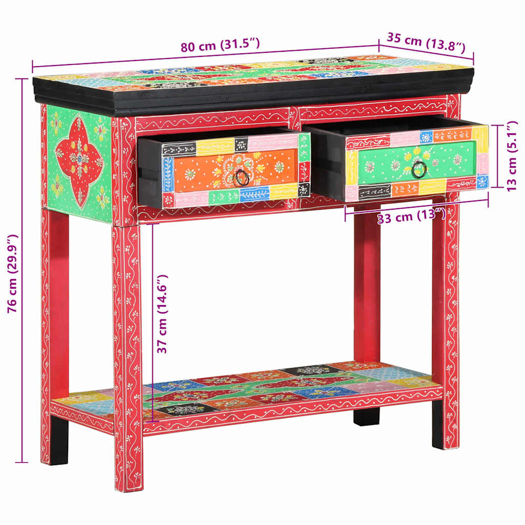 vidaXL Console Table with Drawer Multicolour 80 x 35 x 76 cm