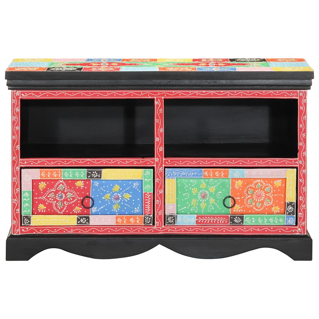 vidaXL TV Cabinet Multicolour 80 x 35 x 50 cm Solid Mango Wood
