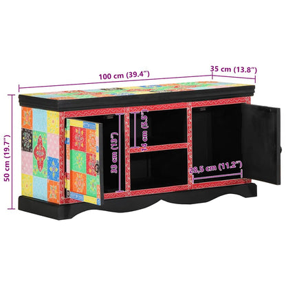 vidaXL TV Cabinet Multicolour 100 x 35 x 50 cm Solid Mango Wood