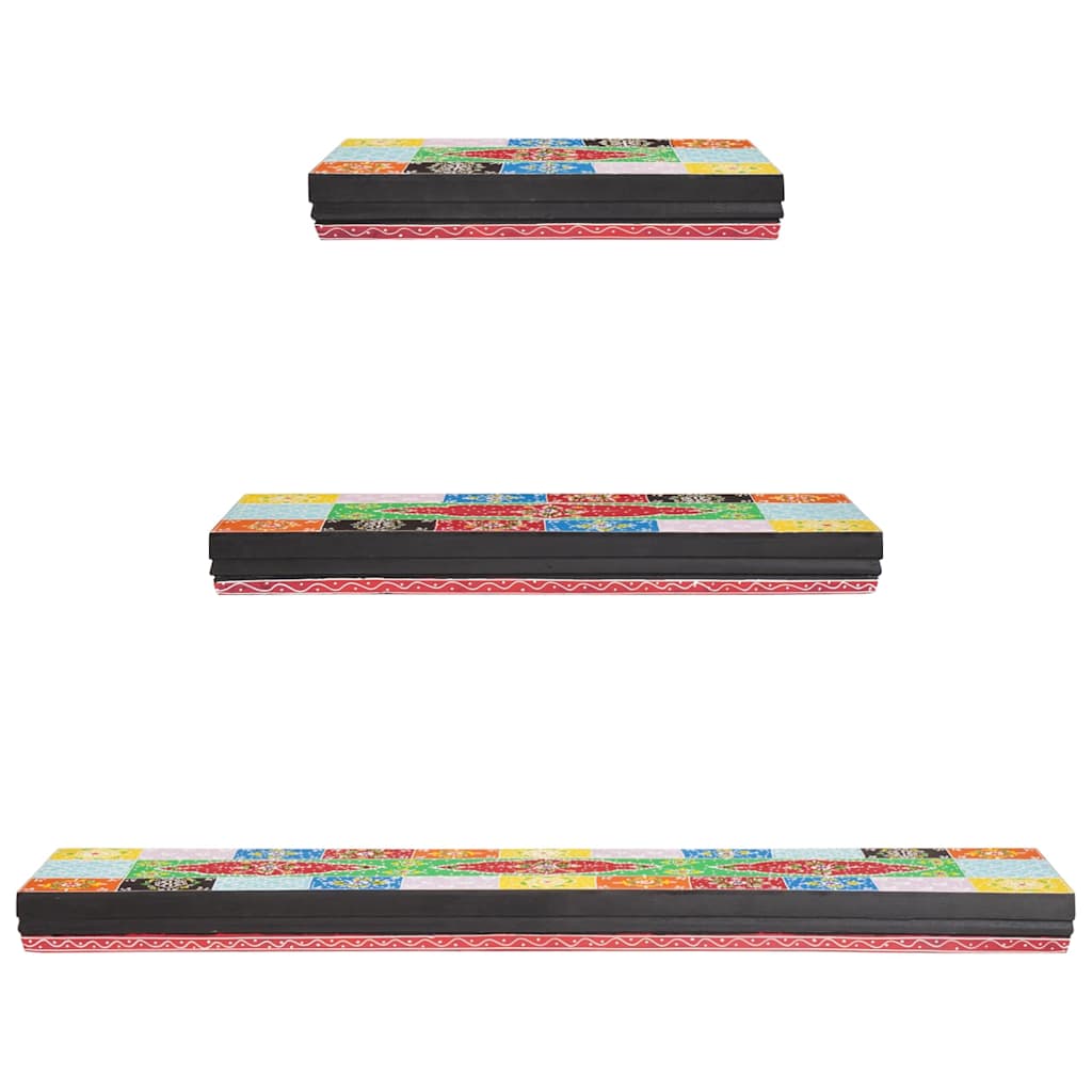 vidaXL Wall Shelves 3 pcs Multicolour 100 x 20 x 6 cm Solid Mango Wood