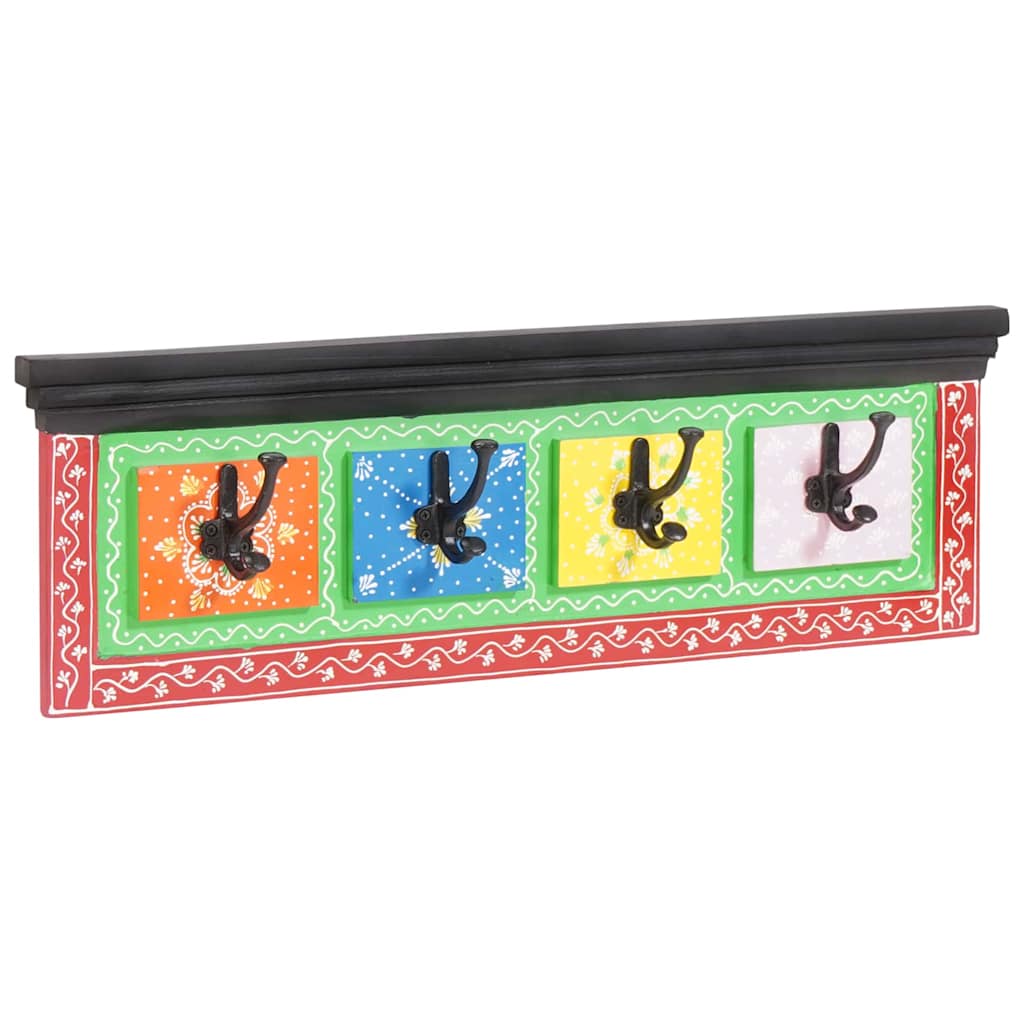vidaXL Coat Rack Black 80 x 25 x 2 cm Solid Mango Wood