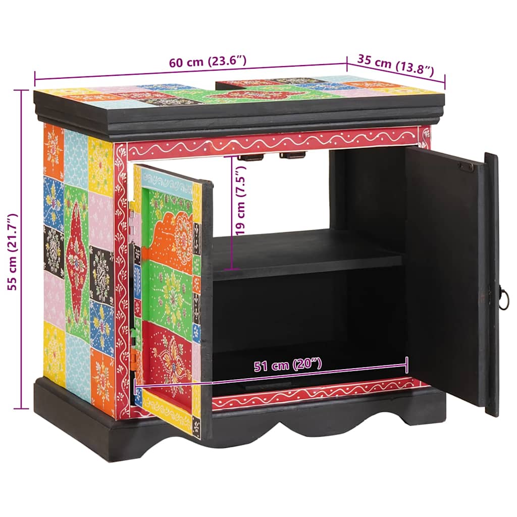 vidaXL Sink cabinet with Door Brown 60 x 35 x 55 cm Solid Mango Wood